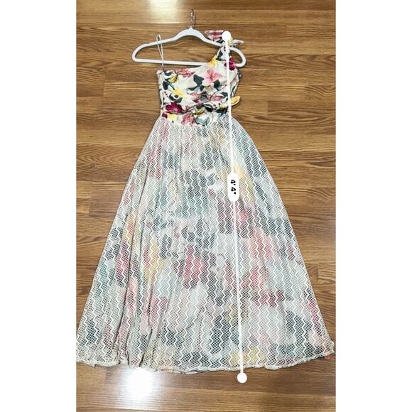 PatBO Hibiscus Neutral floral-print one-shoulder Sundress NWT SZ 4 - Picture 7 of 14